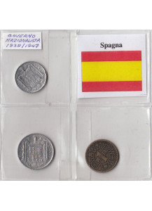 Spagna set di monete del periodo Governo Nazionalista  5 - 10 Centimos 1 Peseta